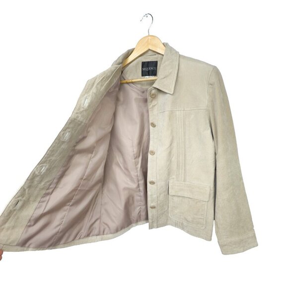 VINTAGE Sequence Suede Fall Beige Western Boho Jacket sz 14-16 see measurments - Picture 3 of 8